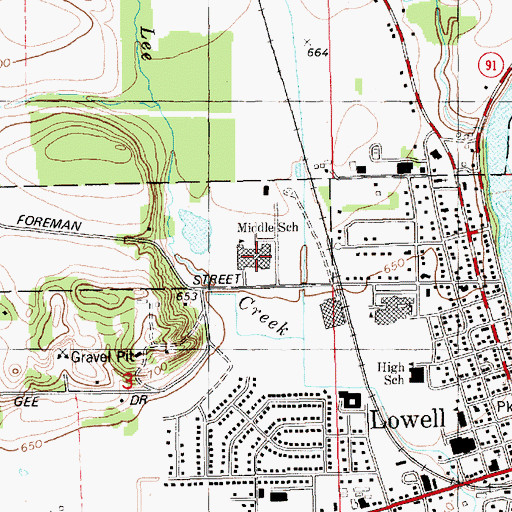 Topographic Map of Cherry Creek Elementary School, MI