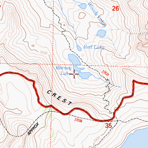 Topographic Map of Barney Lake, CA