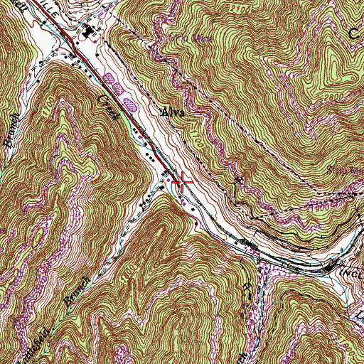 Topographic Map of Alva Railroad Station (historical), KY