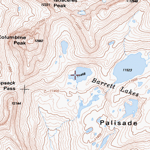 Topographic Map of Barrett Lakes, CA