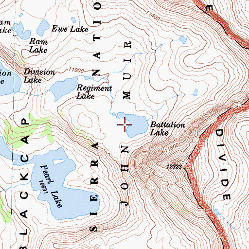 Topographic Map of Battalion Lake, CA