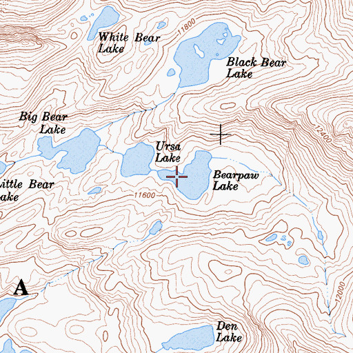 Topographic Map of Bear Paw Lake, CA