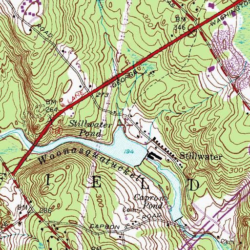 Topographic Map of Hanton Brook, RI