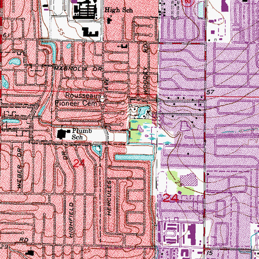 Topographic Map of Allen's Creek Park, FL