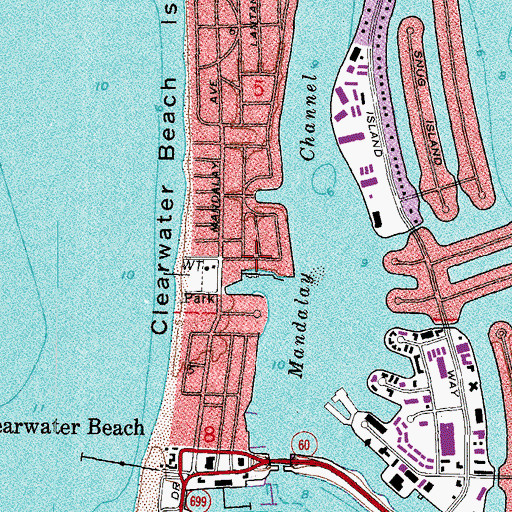 Topographic Map of Clearwater Beach Recreation Complex, FL