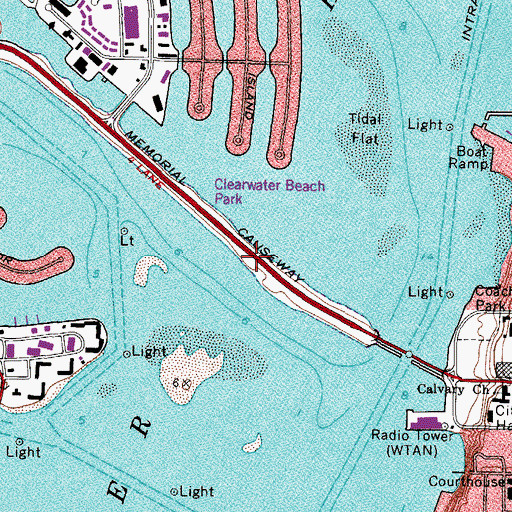 Topographic Map of Memorial Causeway, FL