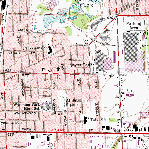 Topographic Map of Wyoming Park Church of God, MI