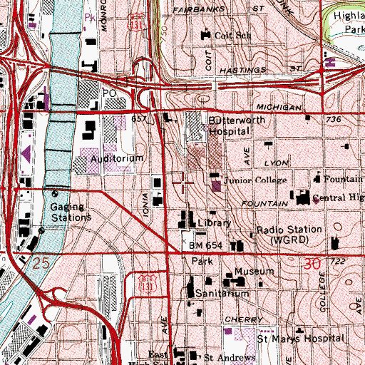 Topographic Map of Main Building, MI