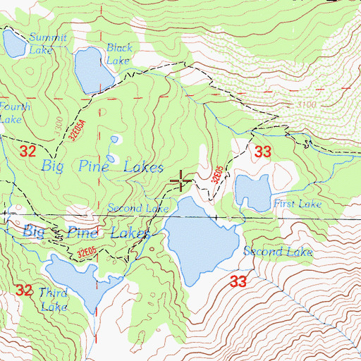 Topographic Map of Big Pine Lake, CA