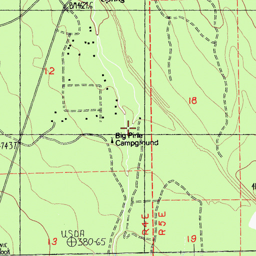 Topographic Map of Big Springs Campground, CA