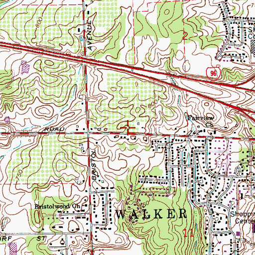 Topographic Map of Orchard Hill Reformed Church, MI