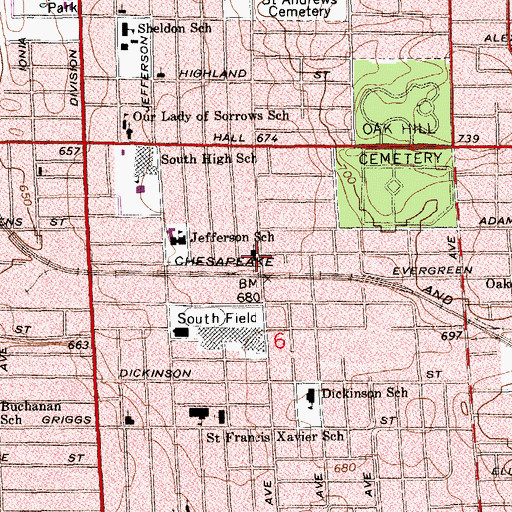 Topographic Map of Madison Square Christian Reformed Church, MI