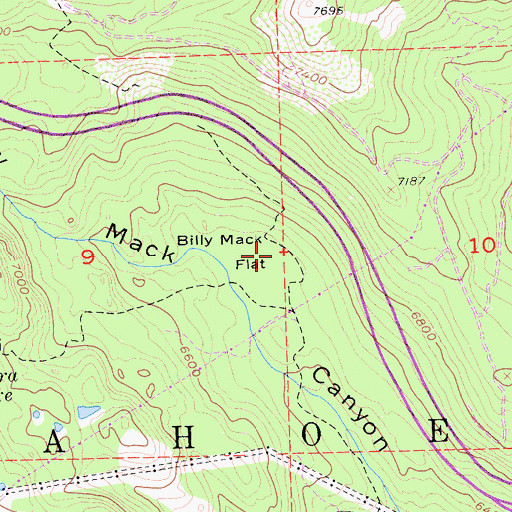 Topographic Map of Billy Mack Flat, CA