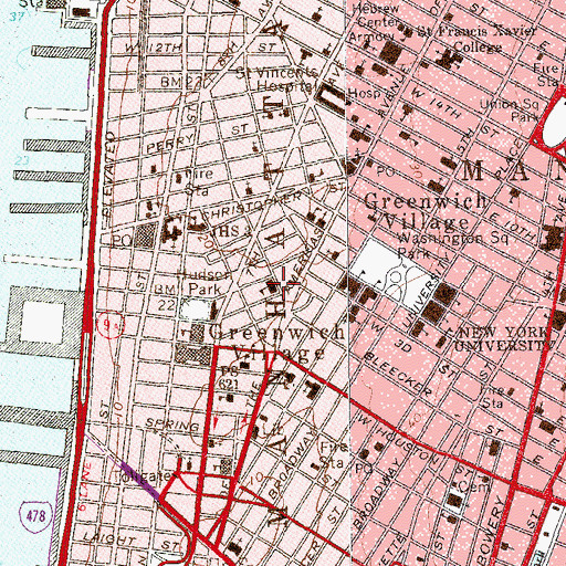 Topographic Map of Carmine Theatre (historical), NY
