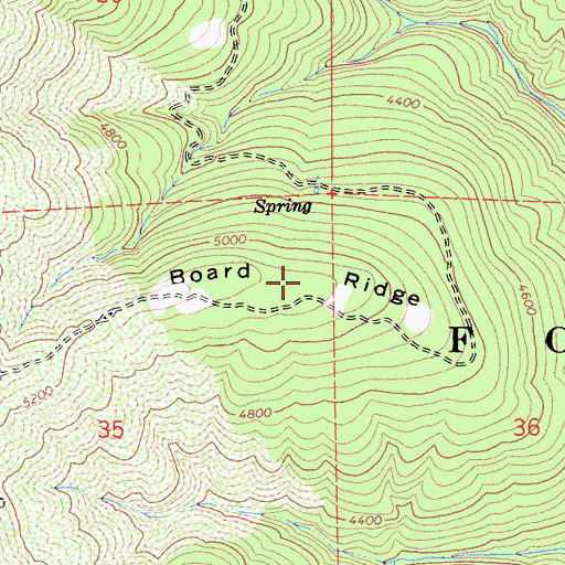 Topographic Map of Board Ridge, CA