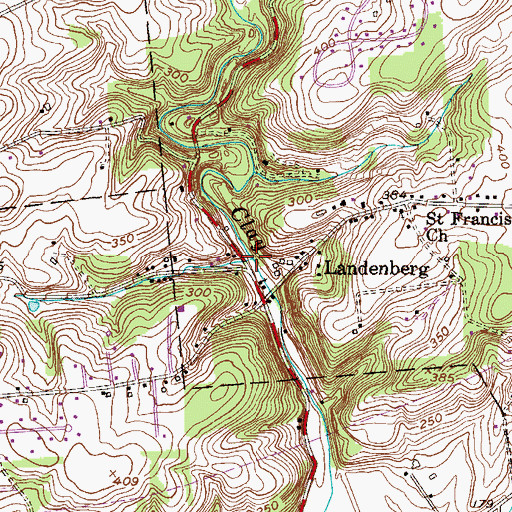 Topographic Map of Chandlers Run, PA