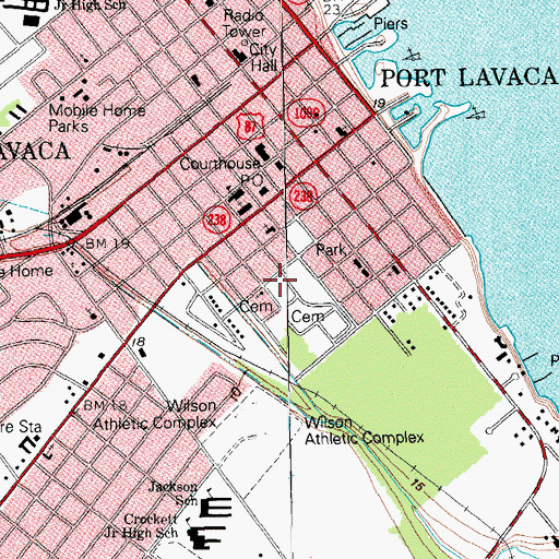 Topographic Map of Port Lavaca Cemetery, TX