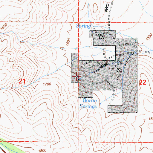 Topographic Map of Boron Springs, CA