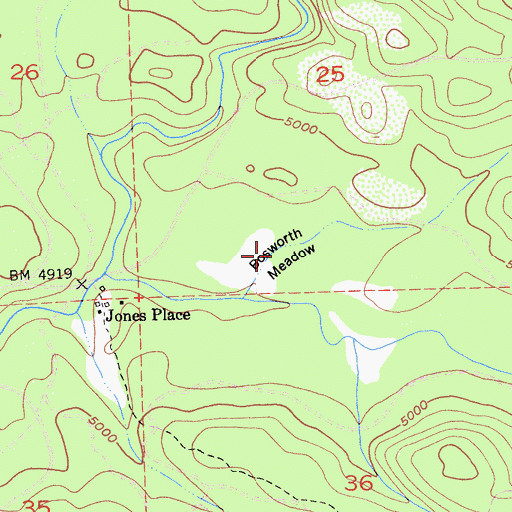 Topographic Map of Bosworth Meadow, CA