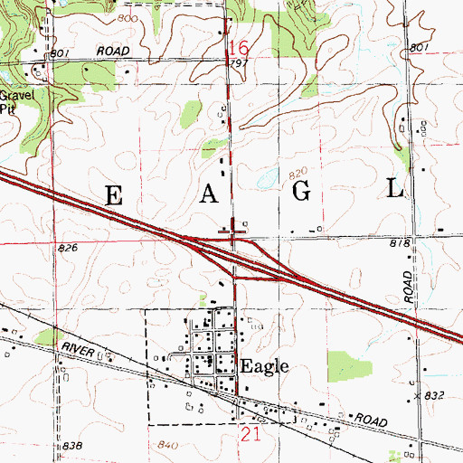 Topographic Map of Eagle Wesley Chapel, MI