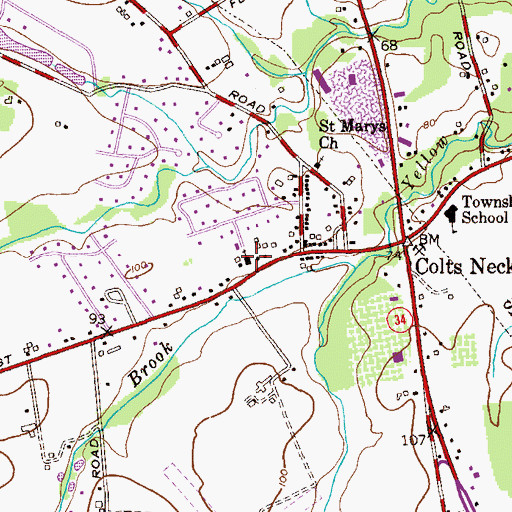 Topographic Map of Colts Neck Reformed Church, NJ