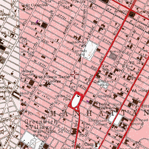 Topographic Map of Flatiron District, NY