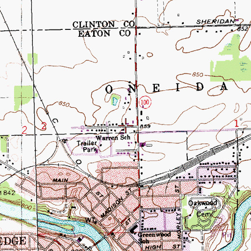 Topographic Map of Ledges Adventist Elementary School, MI