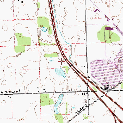 Topographic Map of Interchange 72, MI