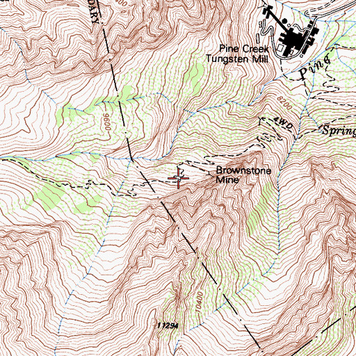 Topographic Map of Brownstone Mine, CA