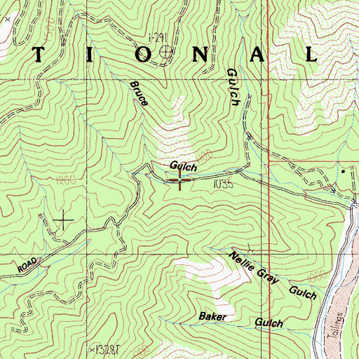 Topographic Map of Bruces Gulch, CA