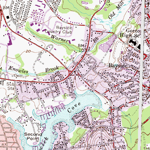Topographic Map of Old Warwick, RI