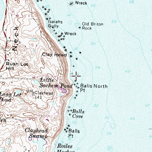 Topographic Map of Sugarloaf Cove, RI