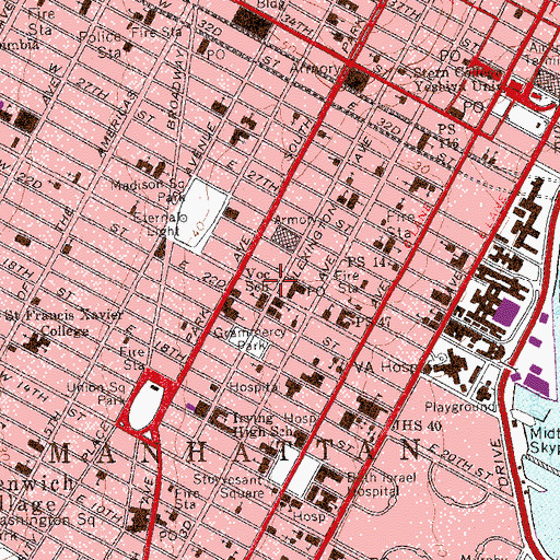 Topographic Map of Gramercy Theater, NY