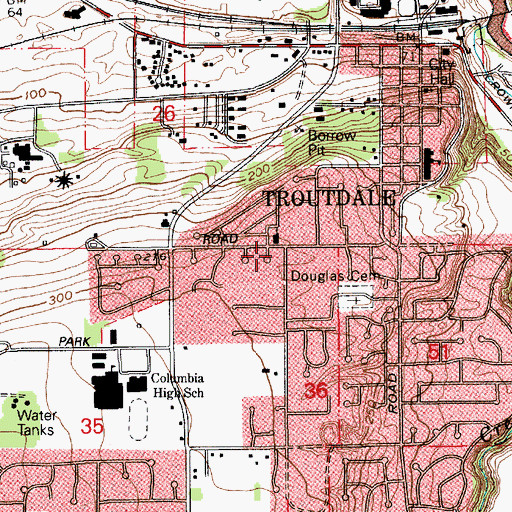 Topographic Map of Gresham Fire and Emergency Services Station 75, OR
