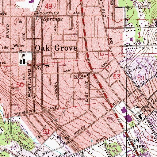 Topographic Map of Clackamas Fire District Number 1 Station 3 Oak Grove, OR