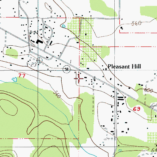 Topographic Map of Pleasant Hill Volunteer Fire Protection District Station 1, OR