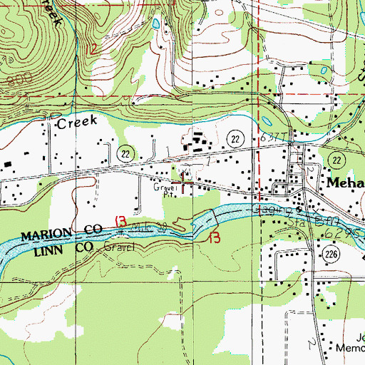 Topographic Map of Stayton Rural Fire Protection District Mehama Station, OR