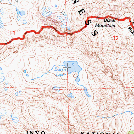Topographic Map of Burro Lake, CA