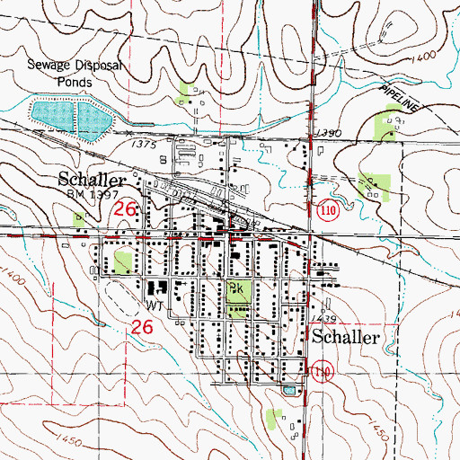 Topographic Map of Schaller Fire Department, IA