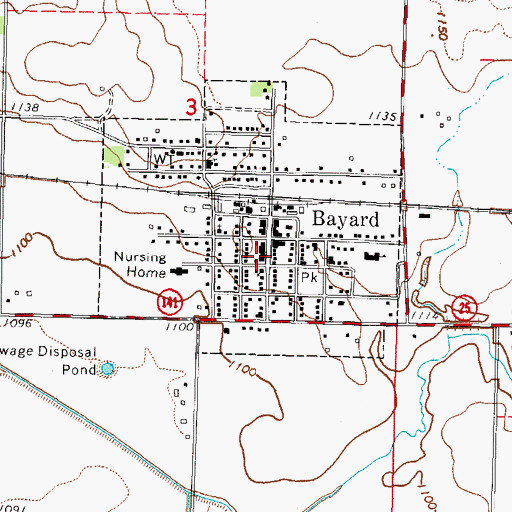 Topographic Map of Bayard Fire Department and Ambulance Service, IA