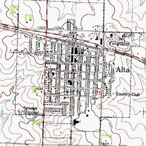 Topographic Map of Alta Fire and Rescue, IA
