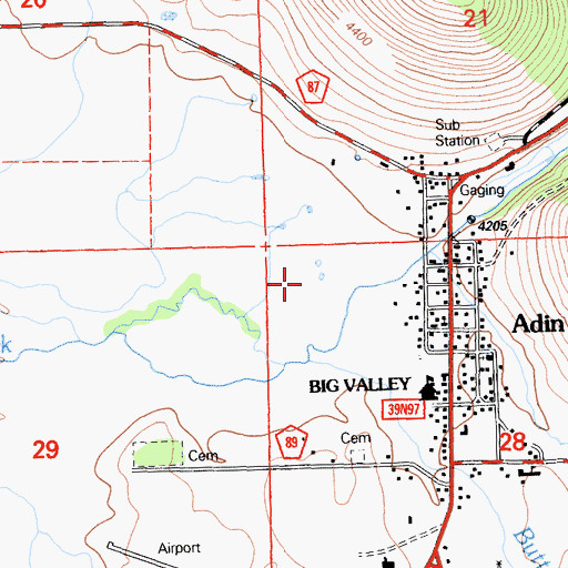 Topographic Map of Butte Creek, CA