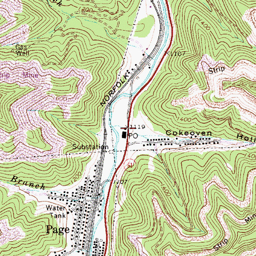 Topographic Map of Loup Creek Volunteer Fire Department, WV