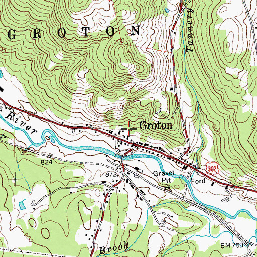 Topographic Map of Groton - Ryegate Emergency Medical Services, VT