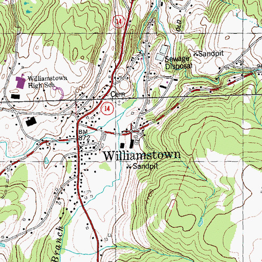 Topographic Map of Williamstown Ambulance, VT