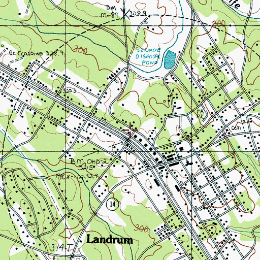 Topographic Map of Landrum Fire Department, SC