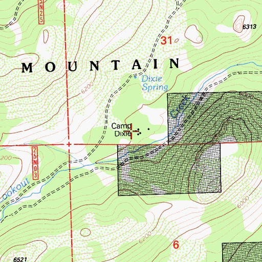 Topographic Map of Camp Dixie, CA