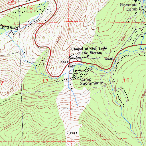 Topographic Map of Camp Sacramento, CA
