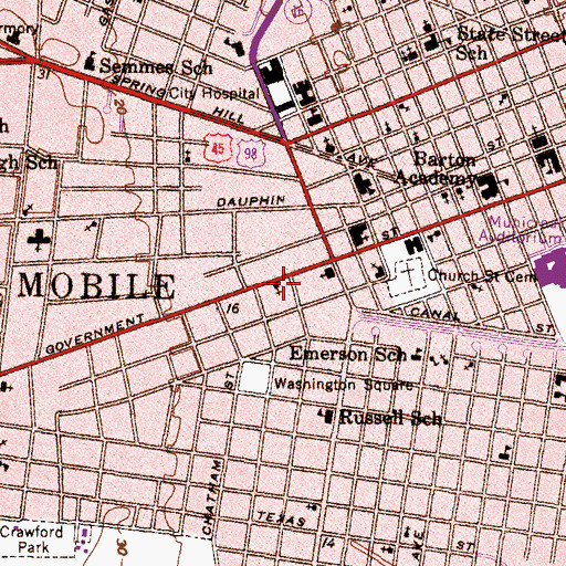 Topographic Map of Nine Fifty One Government Street Building, AL