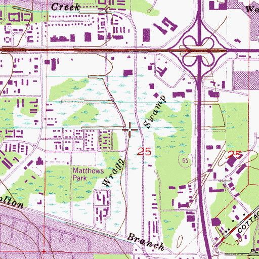 Topographic Map of Montlimar Square Office Park, AL